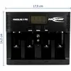 'Ansmann Powerline 5 Pro' Battery Charger, black, with LCD display and five charging slots, dimensions: 17.0 cm width, 14.2 cm height.