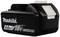 Black Makita 18V lithium-ion battery with 4.0 Ah capacity, side view. Primarily used for power tools.
