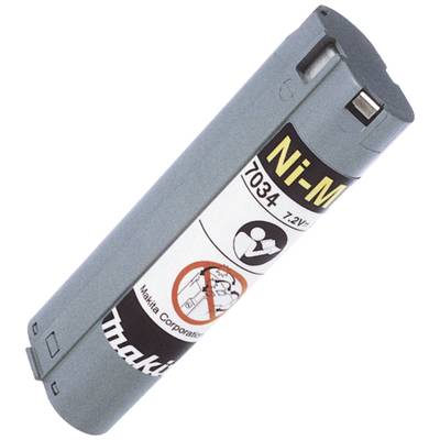 A grey, cylindrical Ni-MH battery with 7.2 volts. Labels warn against improper handling.