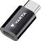 USB-C adaptor from Varta in black with a glossy connection.