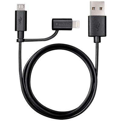 Varta USB cable  USB-A plug, Apple Lightning plug, USB Micro-B plug 1.00 m   57943101401