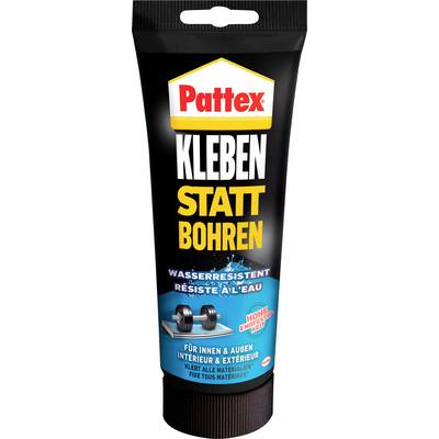 'Pattex Glue Instead of Drilling' Tube. Adhesive with water-resistant formula for strong, long-lasting bonding without drilling. Suitable for indoor and outdoor use.