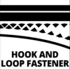 'Hook and loop fastener' in black text beneath a stylised graphic of a hook and loop fastener.