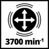 Symbol with arrows pointing in all directions and oscillating lines, underneath which is written '3700 min⁻¹'. Symbolises a high vibration rate.