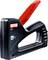 A black, manual stapler (Type J-11) with a red handle, suitable for staples from 4 to 8 mm, by the brand "Novus".