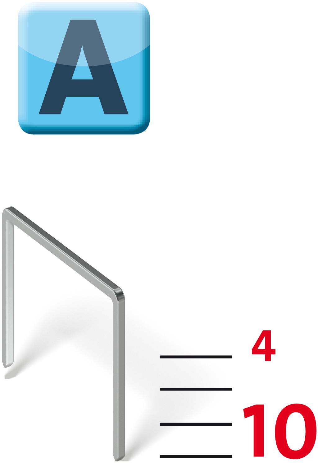 'Logical thinking game: Connect the blue A at the top with the grey goal structure below and reach the red number 10.'
