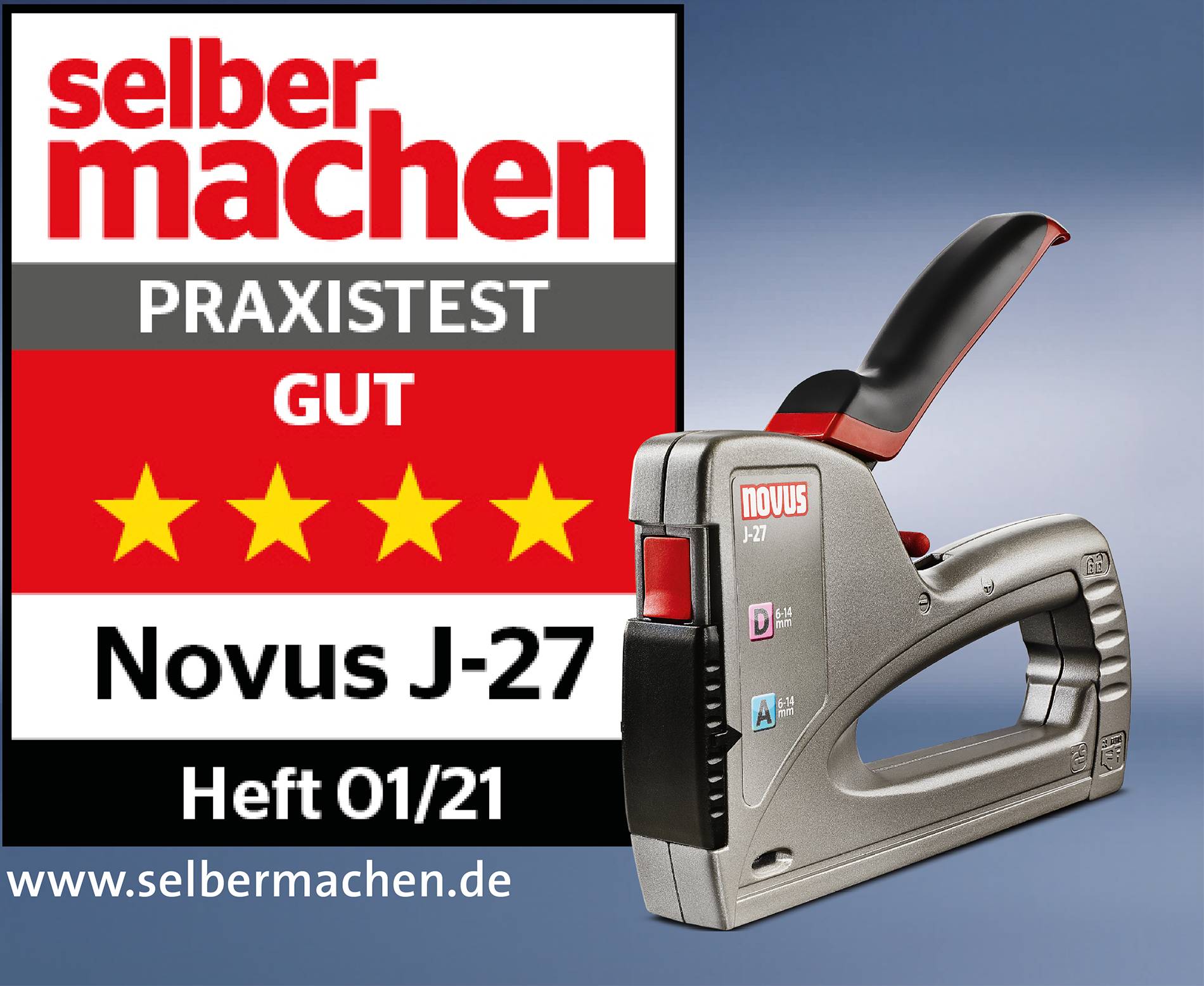 Award image for Novus Office J-27 dual power 104275005 Handheld stapler Staple type Type 53F , Type 53 Staple length 6 - 14 mm