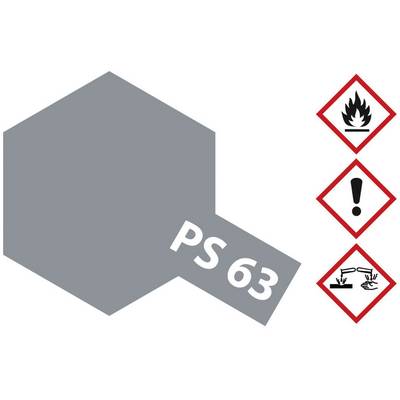 Triangular symbols for 'flammable', 'warning', 'corrosive'. Beside these, a grey polygon with the inscription 'PS 63'.