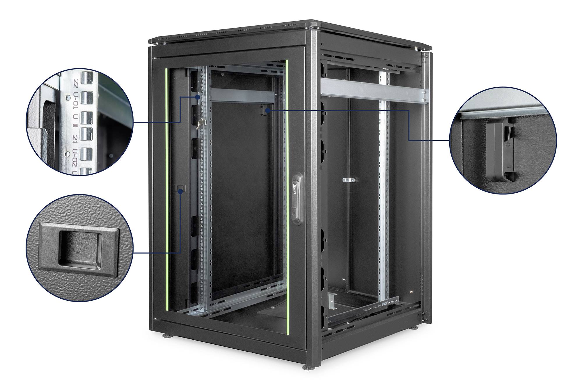 Digitus DN-19 22U-8/8-B-1 19" server rack cabinet (W x H x D) 800 x 1164 x 800 mm 22 U Black (RAL 9005)