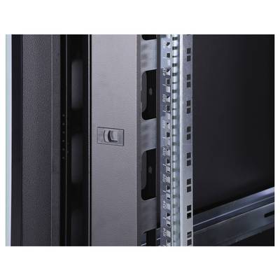 A black metal rack with a vertical rail and numerical markings beside it.