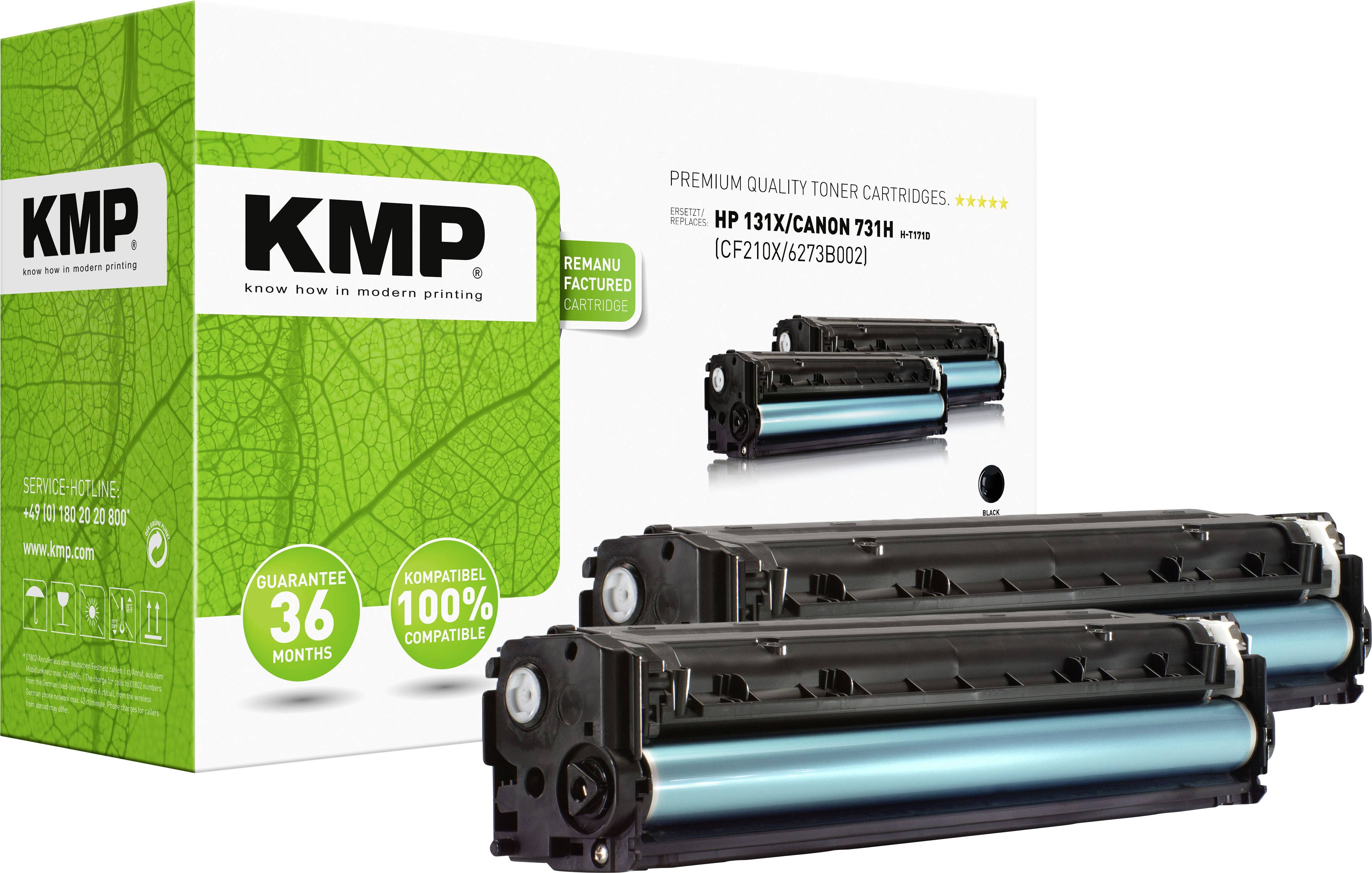 KMP Toner replaced HP 131X, CF210X Compatible Pack of 2 Black 4800 Sides H-T171D 1236,3021