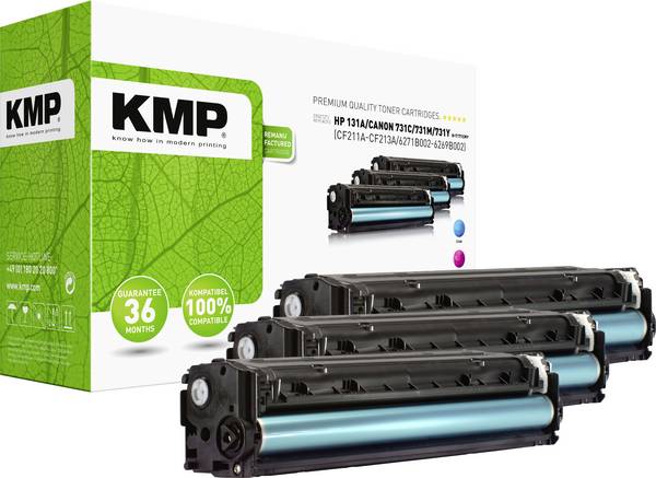 KMP Toner replaced HP 131A, CF211A, CF212A, CF213A Compatible Set Cyan, Magenta, Yellow 1800 Sides H-T171CMY 1236,0030