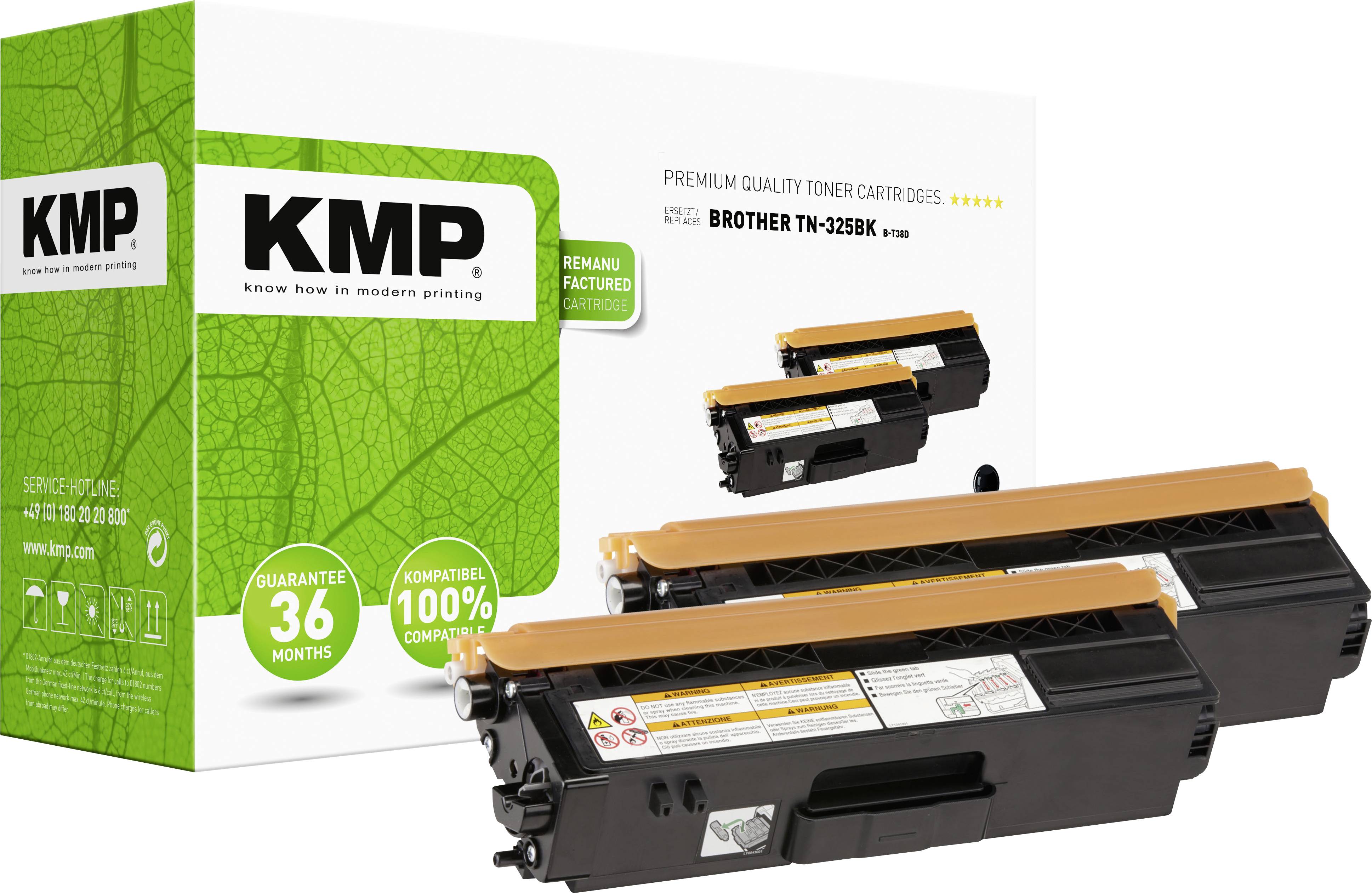 KMP Toner replaced Brother TN-325BK, TN325BK Compatible Pack of 2 Black 4000 Sides B-T38D 1243,HC21