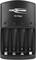 Black and grey Ansmann NiZn battery charger with four charging slots and green indicator lights on top.
