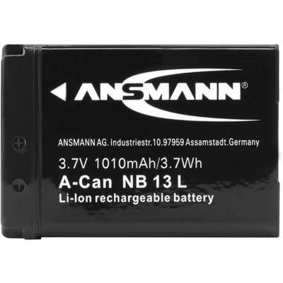 Lithium-ion battery, 3.7V 1010mAh, model 'A-Can NB 13 L' by ANSMANN, industrially manufactured in Germany.