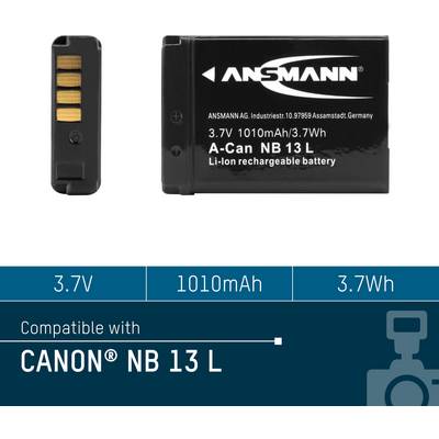 'Ansmann Battery A-Can NB 13 L, 3.7V, 1010mAh, 3.7Wh. Compatible with Canon NB 13 L.'