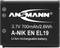 Black Li-Ion battery with the inscription 'ANSMANN 3.7V 700mAh/2.6Wh A-NIK EN EL19 Li-Ion rechargeable battery'.