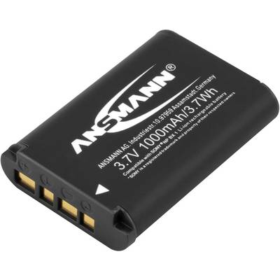 'Ansmann' Battery, black, 3.7V, 1000mAh, 3.7Wh, rectangular shape with three gold connection contacts on one side.