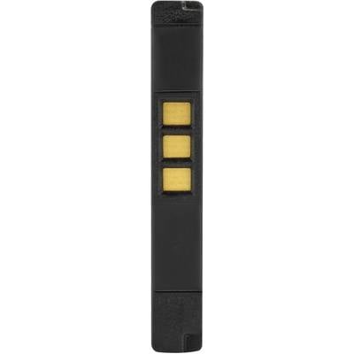 A black USB stick with three yellow glowing indicators on its side.