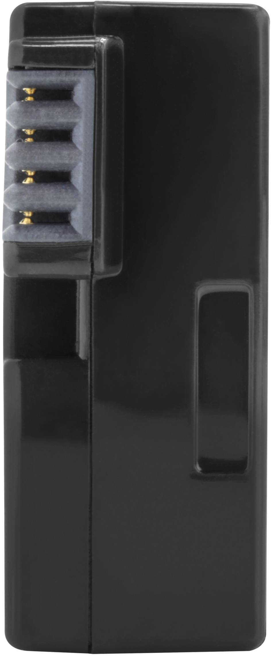 Black device with connectors on the left side, similar to a charger or adaptor.