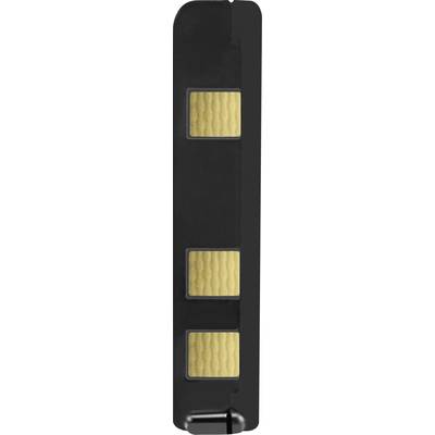 Black ferrite rod with three golden magnetic sections, used to reduce electromagnetic interference in cables.