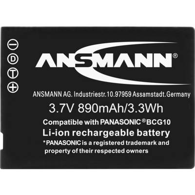 'ANSMANN 3.7V 890mAh/3.3Wh Li-Ion Battery, compatible with PANASONIC BCG10.'