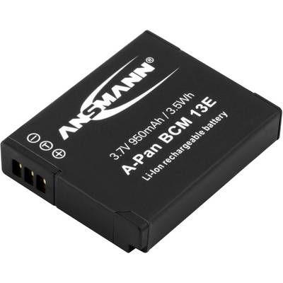 Black lithium-ion battery by Ansmann with the inscription '3.7V 950mAh / 3.5Wh A-Pan BCM-13E'.