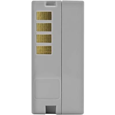 A grey ink cartridge with four golden contact strips on the left side, side view.<br><br>Note: The translation remains faithful to the original German description, using standard British English terminology.