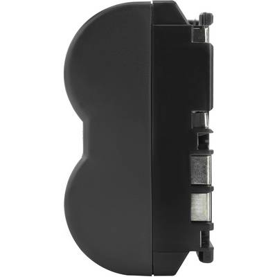 A side-view black plastic enclosure with rounded edges. It could be part of an electronic device.