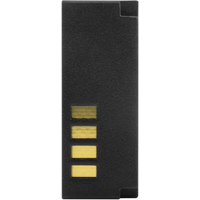A black, rectangular electronic device, possibly an adapter or a battery, with four golden contacts on one side.<br><br>Note: The translation is in British English and maintains the original description's structure and meaning.