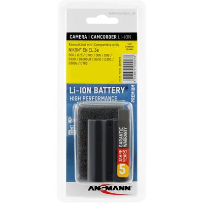 Battery for Camera/Camcorder, compatible with Nikon EN EL 3e. Capacity: 1500mAh, 7.4V. 5 years warranty.