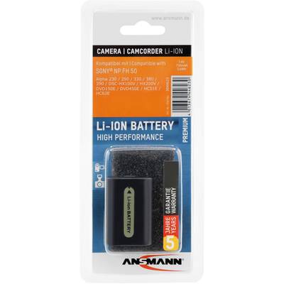 'Packaging for a Li-ion camera/camcorder battery by Ansmann, compatible with various Sony models, 7.4V, 550mAh.'