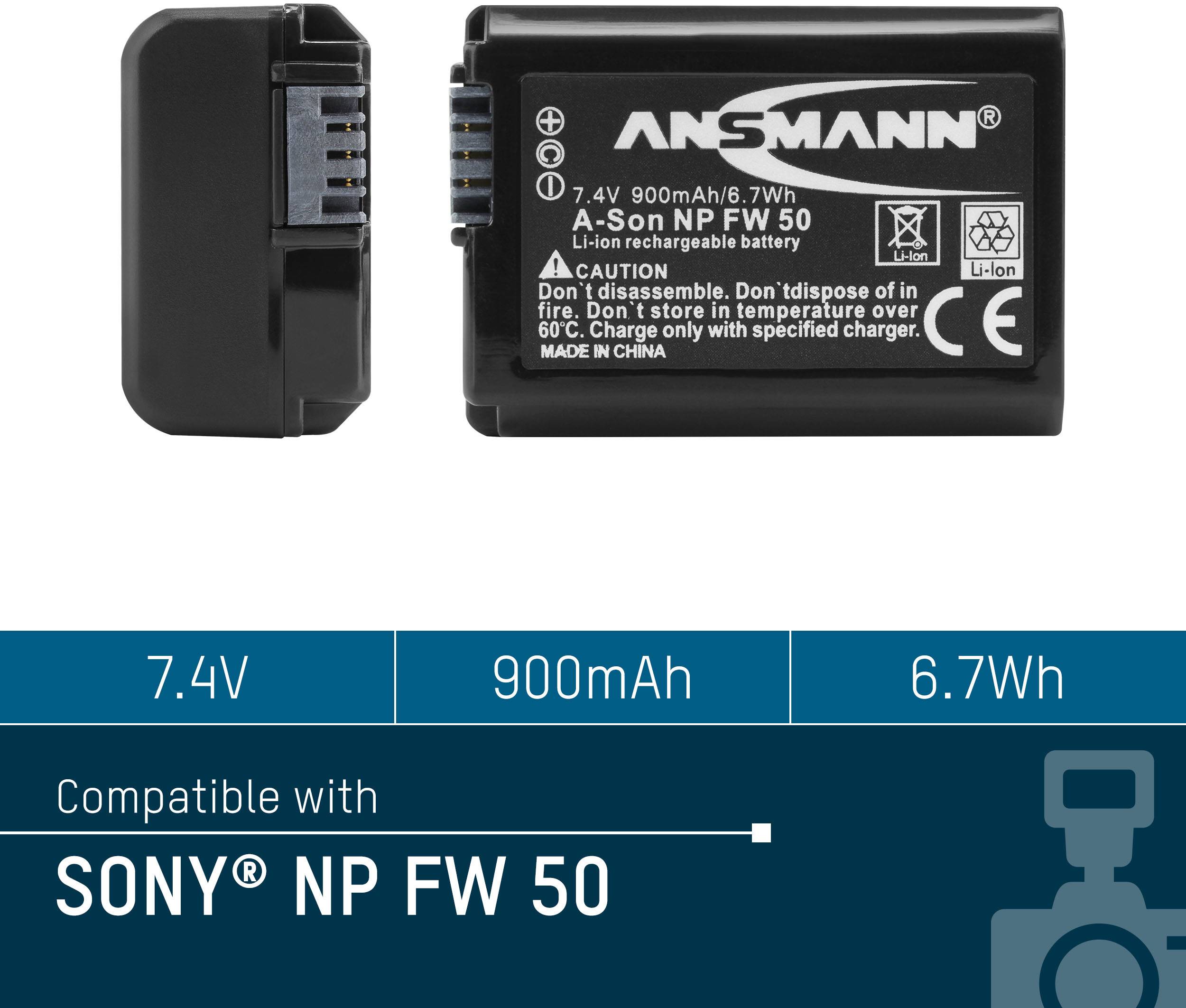 Ansmann A-Son NP FW 50 Camera battery replaces original battery (camera) NP-FW50 7.4 V 900 mAh-4