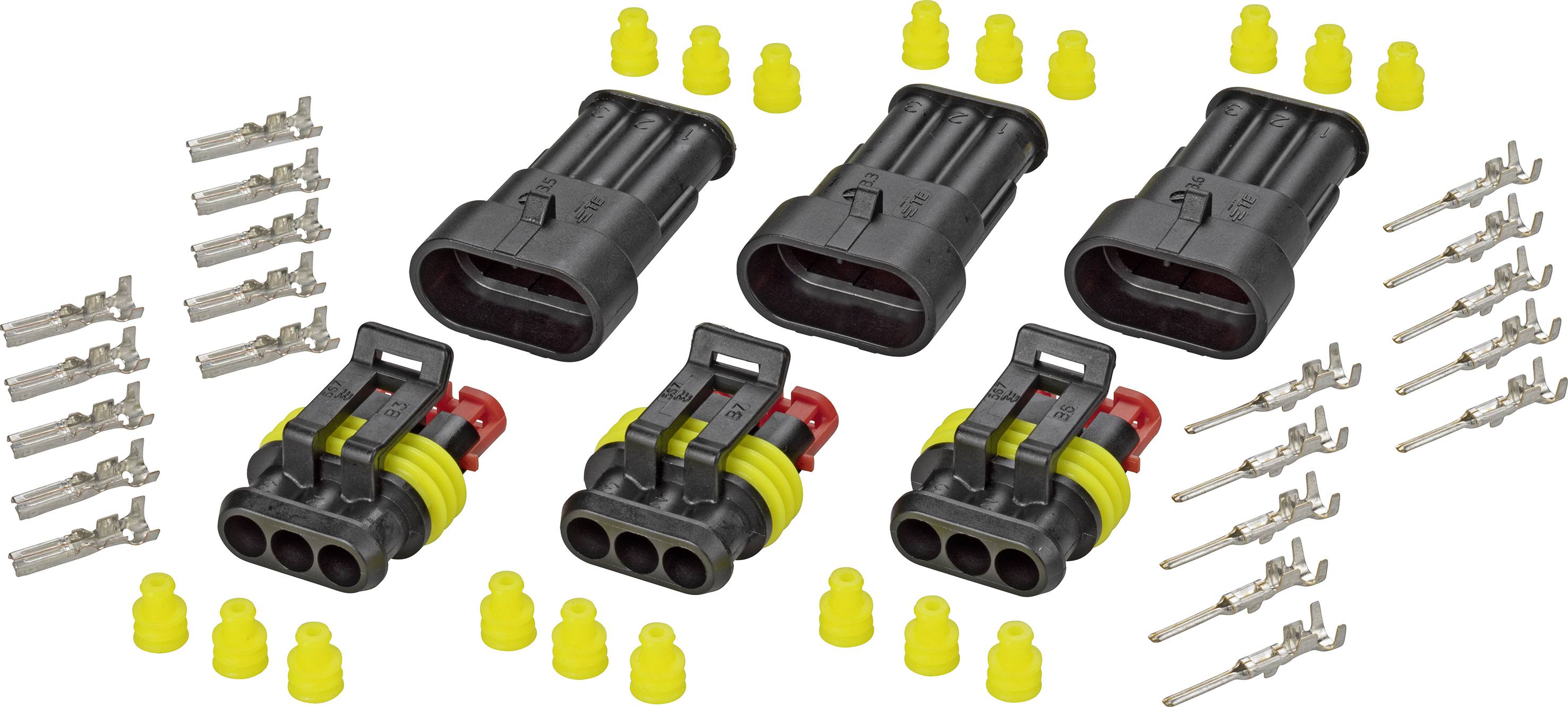 TE Connectivity Super seal set AMP-Superseal 1.5mm Series Total number of pins 3 Contact spacing: 6 mm 30S004 1 Set