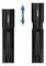 Two black torches side by side with a focus symbol in the centre. An arrow indicates that focus can be changed by sliding.