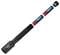 Black torch with open battery compartment, two AA batteries and screw closure. Marked with 'Ansmann'.