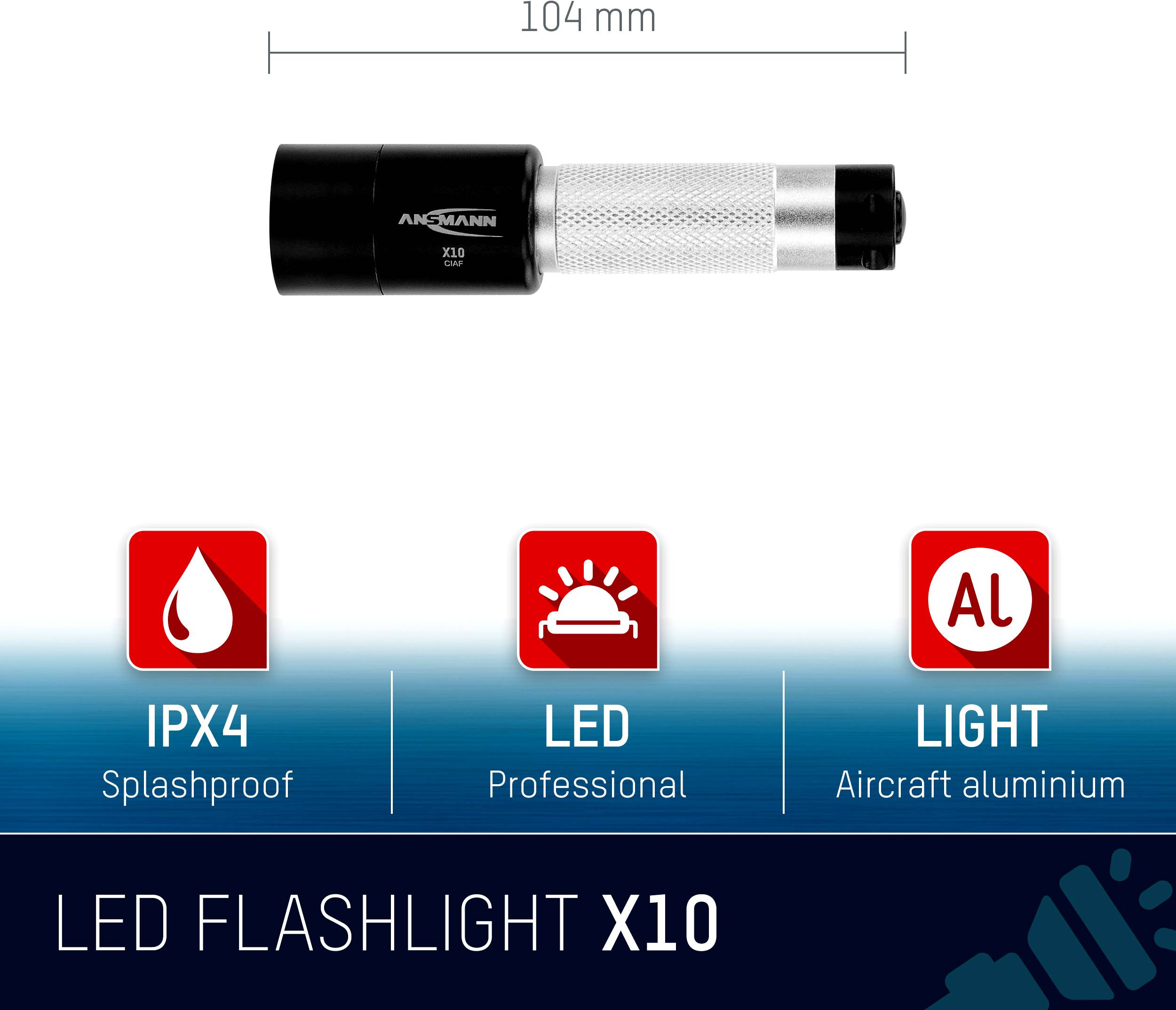 Symbol image for Ansmann X10 1600-0153 LED (monochrome) Mini torch Wrist strap battery-powered 25 lm 22 h 75 g
