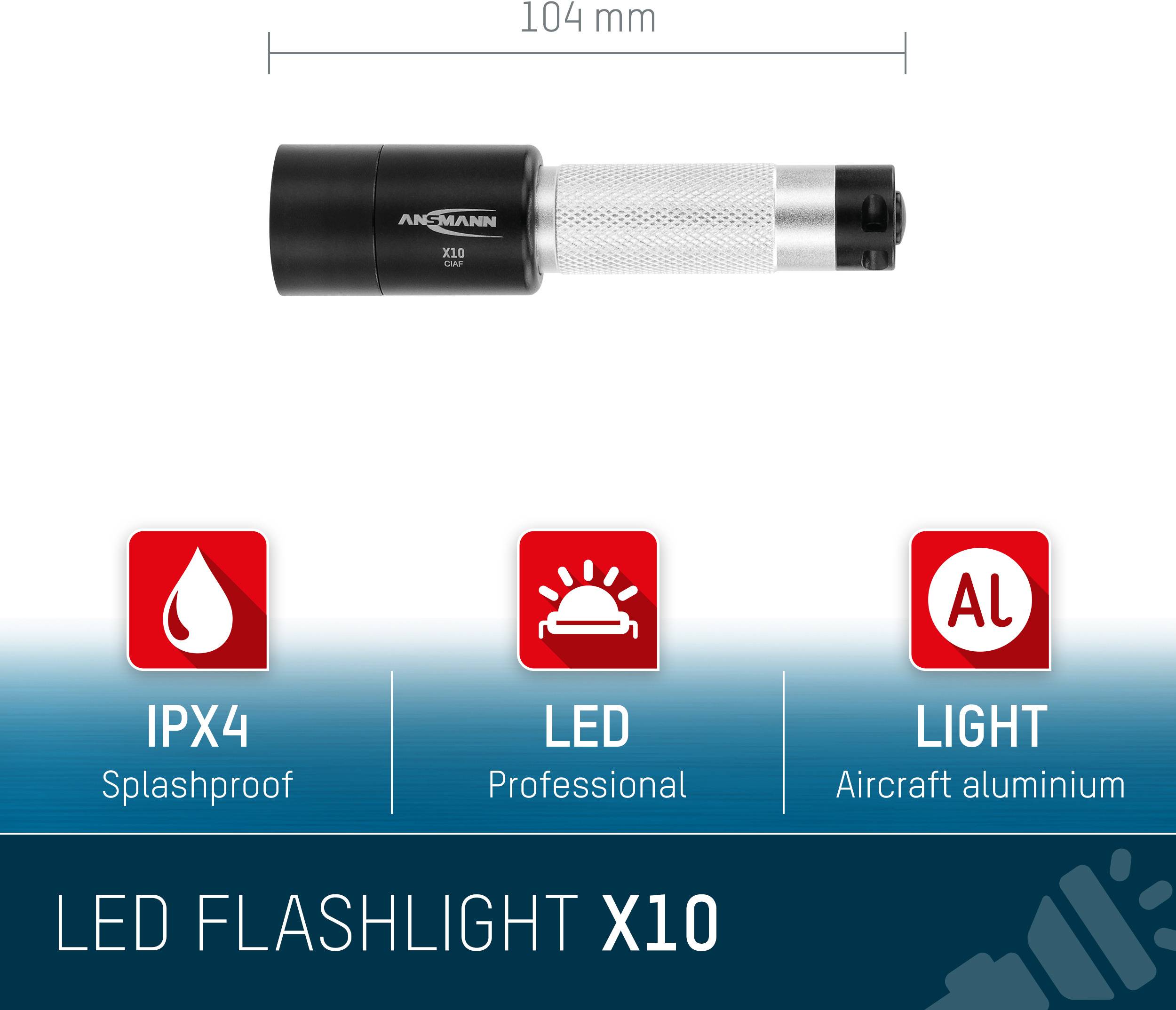 Ansmann X10 1600-0153 LED (monochrome) Mini torch Wrist strap battery-powered 25 lm 22 h 75 g-9
