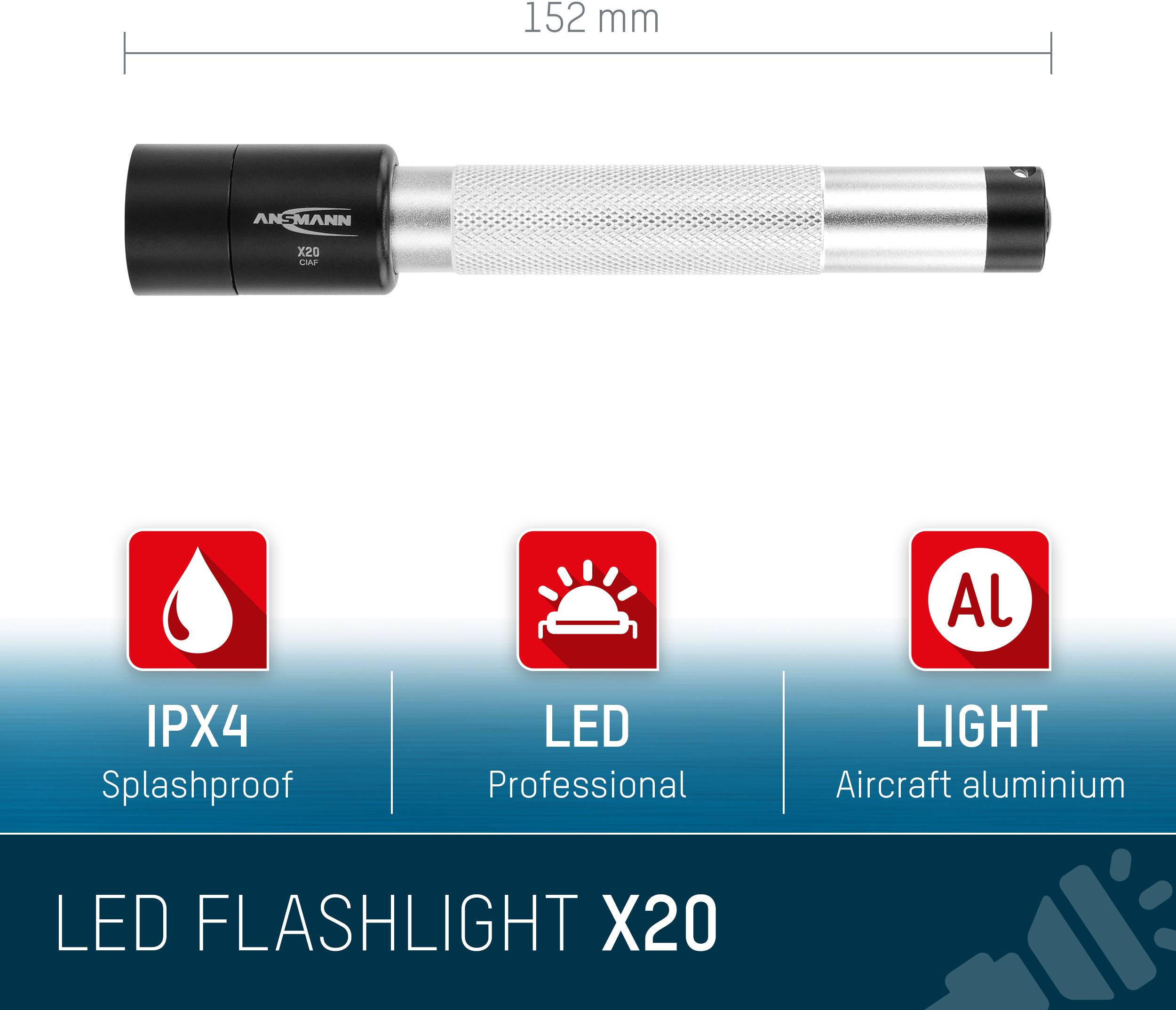 Ansmann X20 LED (monochrome) Torch Wrist strap battery-powered 25 lm 30 h 110 g-6