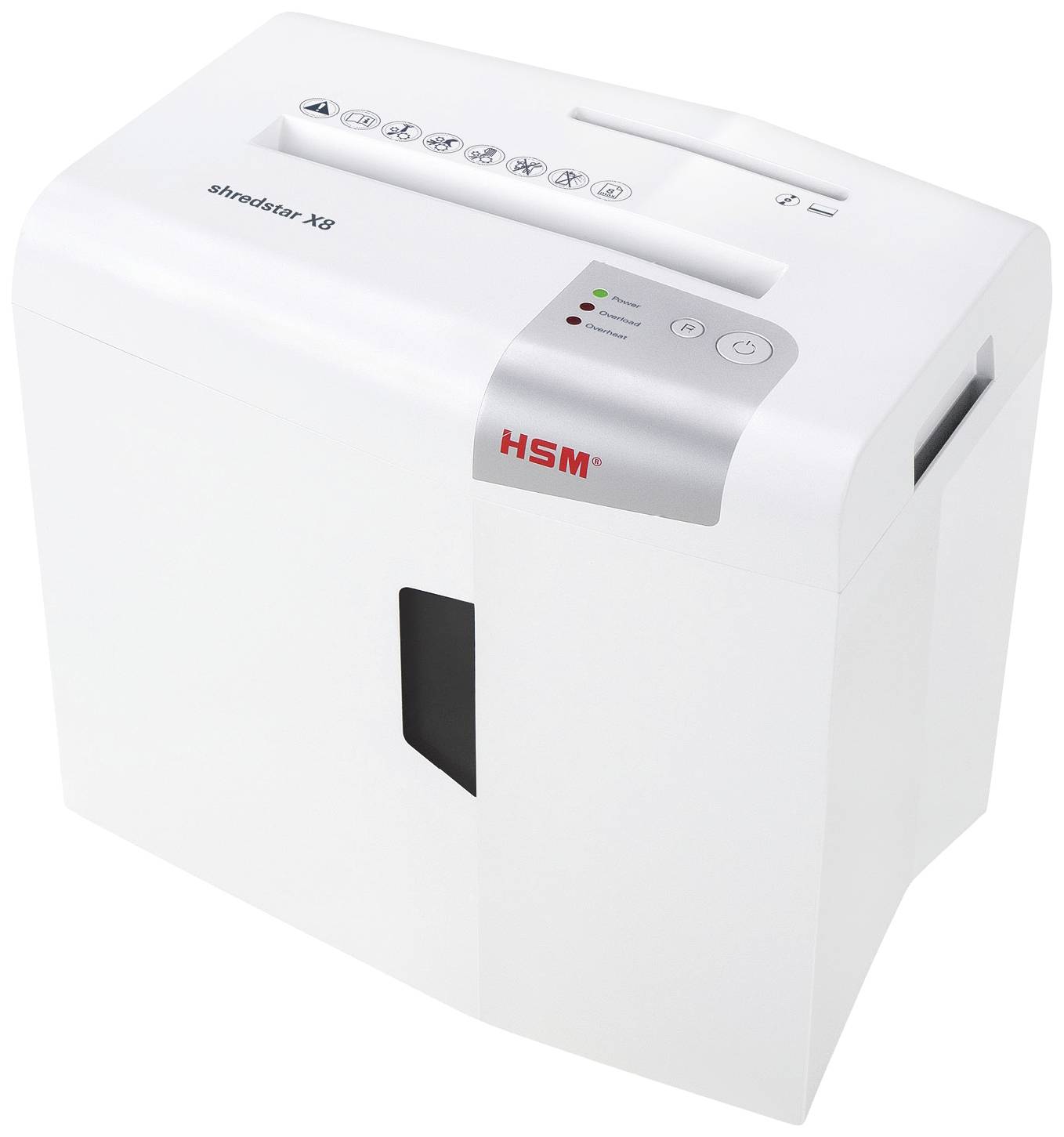 HSM shredstar X8 Document shredder 8 sheet Particle cut 4.5 x 30 mm P-4 18 l Also shreds Paper clips, CDs, DVDs, Staples, Credit cards