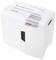 A white paper shredder with control panel on top. Brand logo 'HSM'. Suitable for office use, cuts paper into strips.
