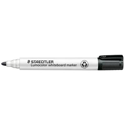 A black Staedtler Lumocolor whiteboard marker with a recycling symbol.