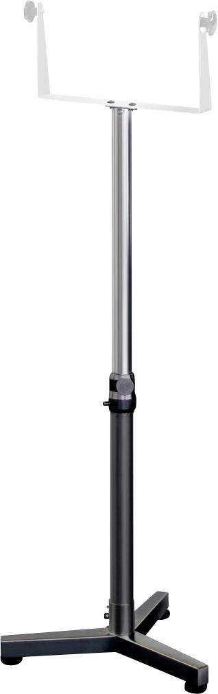 An adjustable stand with a three-legged base and mounting bracket on top, suitable for screens or boards.