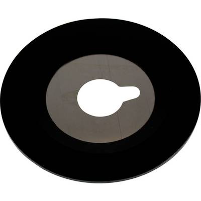 Black plastic record adapters with centre hole for 45 RPM singles, for use on a standard record player.