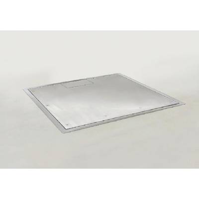 Floor finish with a closed surface, square shape, silver-coloured, on a light background.