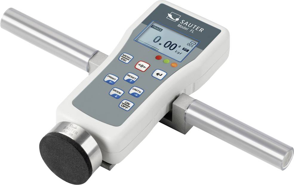 A digital measuring device with a display and multiple buttons for control. It has two handles and is likely used for pressure measurements.
