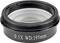 Stereo microscope objective lens with 0.5X magnification and a working distance of 195 mm, with black rim.