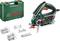 'Bosch' jigsaw with three accessories and a green case.