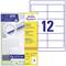 'Avery Zweckform Universal Labels for All Printers, Ultra-Grip Technology for Perfect Printing Results, 12 Labels per Sheet.'