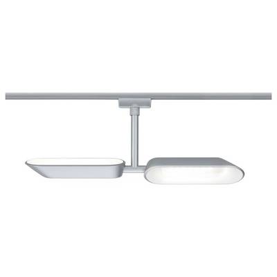 Contemporary, two-bulb ceiling light with sleek, modern design in white; suitable for stylish room illumination.